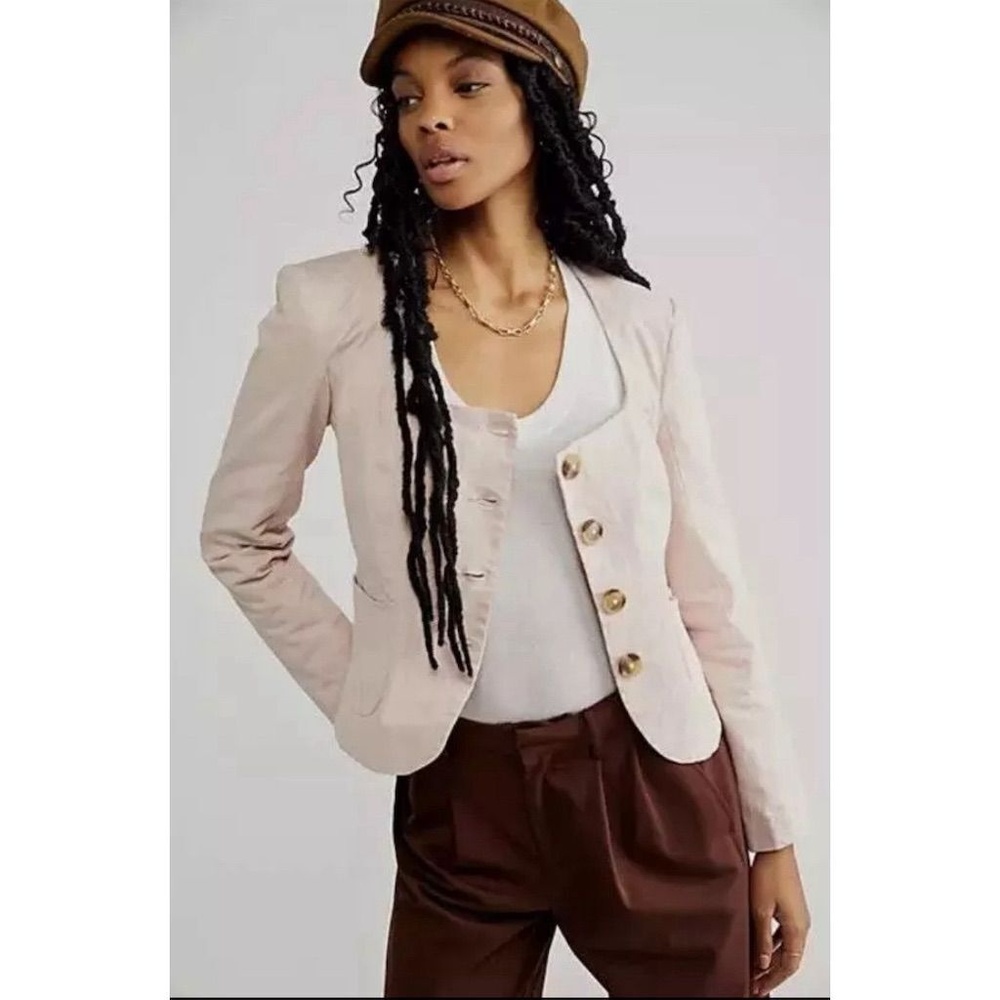 Free People Women's Pink Courtship Structured Jacket Size M Y2K